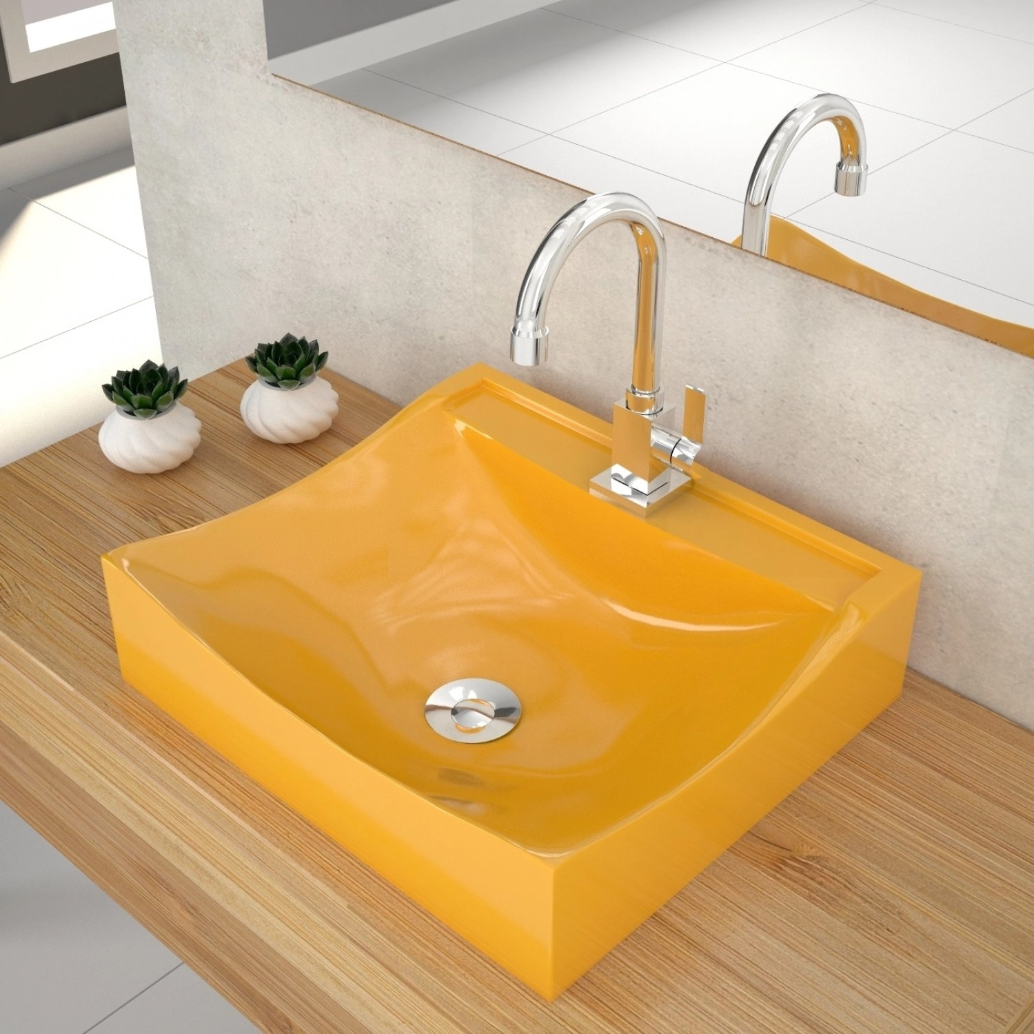 Kit Cuba Q440 Com Torneira Luxo 1195 E Válvula Click 1"b Pol. Compace Amarelo