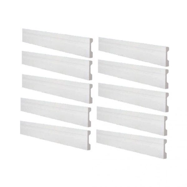 Kit Rodapé De Poliestireno 10 Barras Frisadas De 11cmx2,44m Rende 24,4 Metros Fb11 Gart  Branco