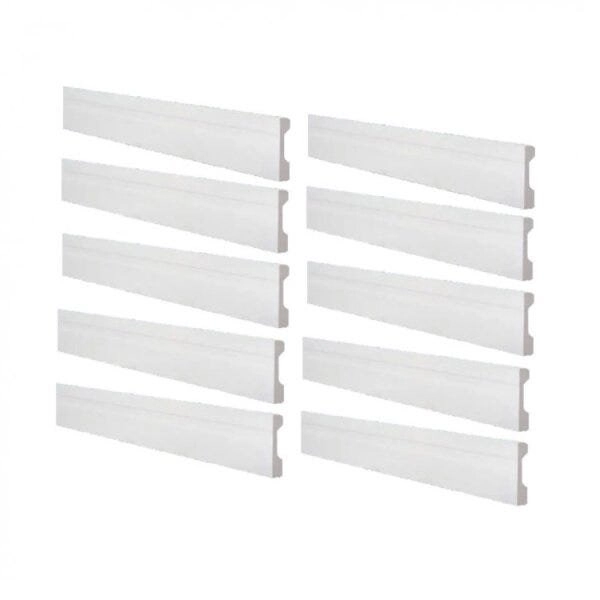 Kit Rodapé De Poliestireno 10 Barras Frisadas De 7cmx2,44m Rende 24,4 Metros Fb7 Gart  Branco
