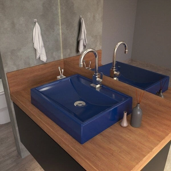 Kit Cuba Rt49 Com Torneira Luxo 1195 Metal E Válvula Click 1 Polegada B E Sifão Pvc E Flexível Compa Azul Escuro