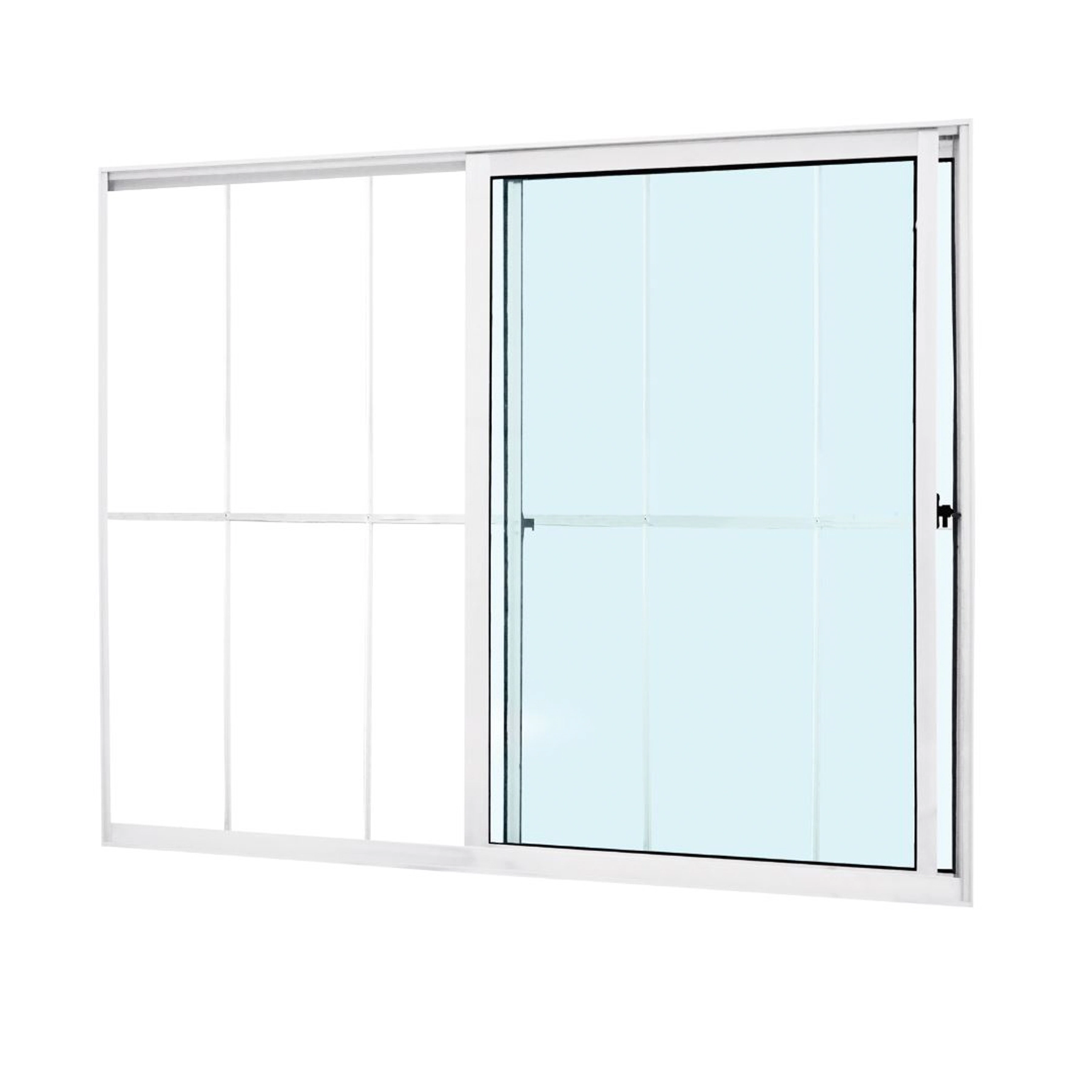 Janela de Alumínio de Correr 2 Folhas 100x120cm com Grade Fortline Atlântica Branca