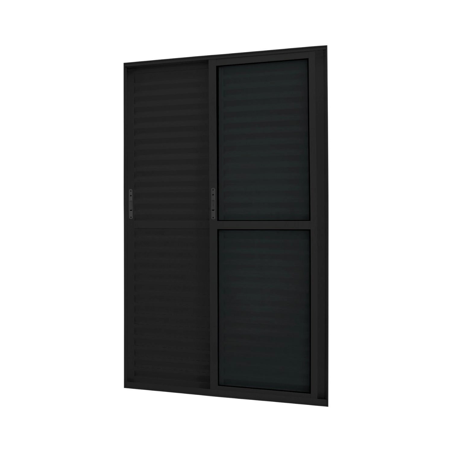 Porta De Alumínio Correr 210x200cm 3 Folhas Atlântica Preto