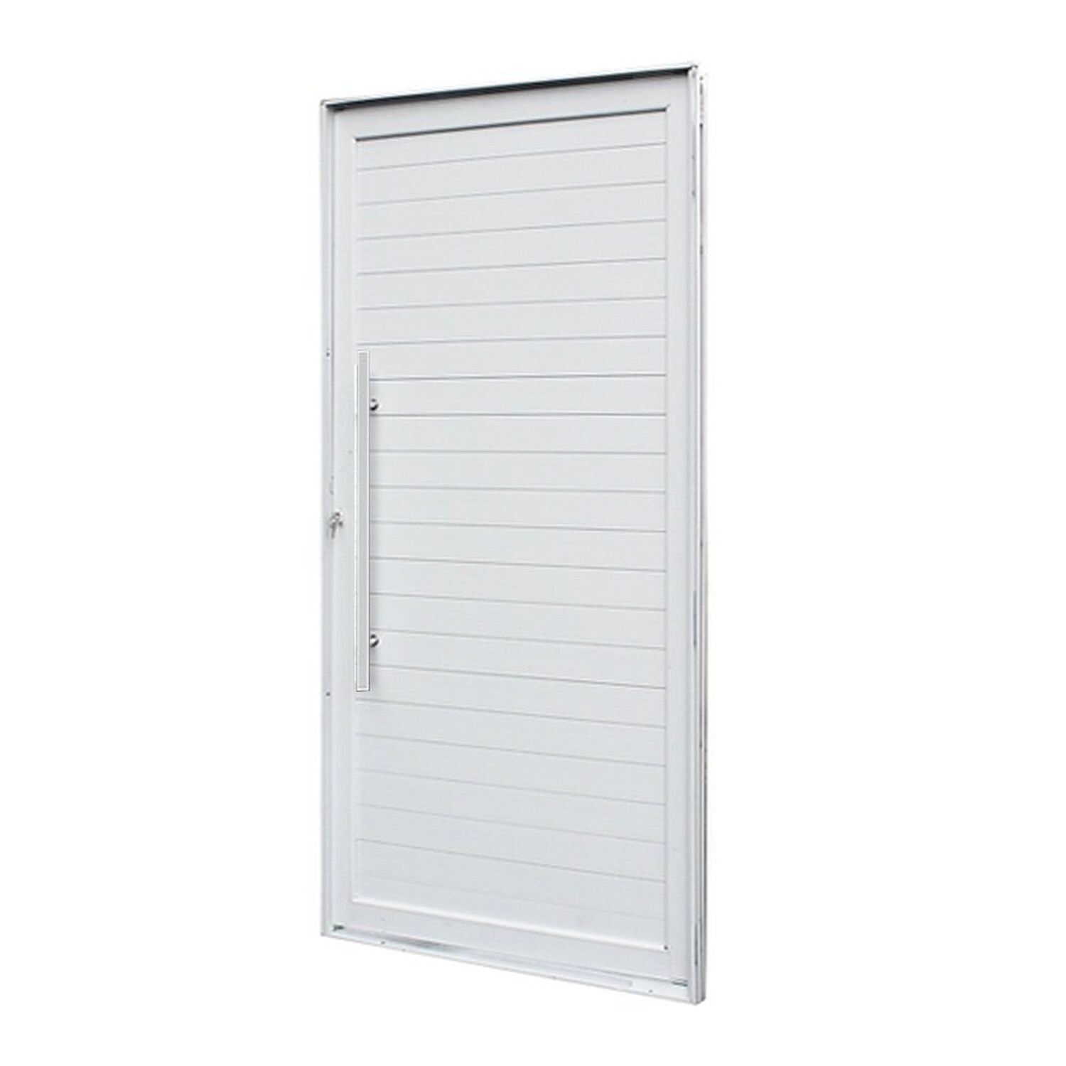 Porta Pivotante Lambri Liso E Puxador Cromado De 86cm Magnum Abertura Direita Branco