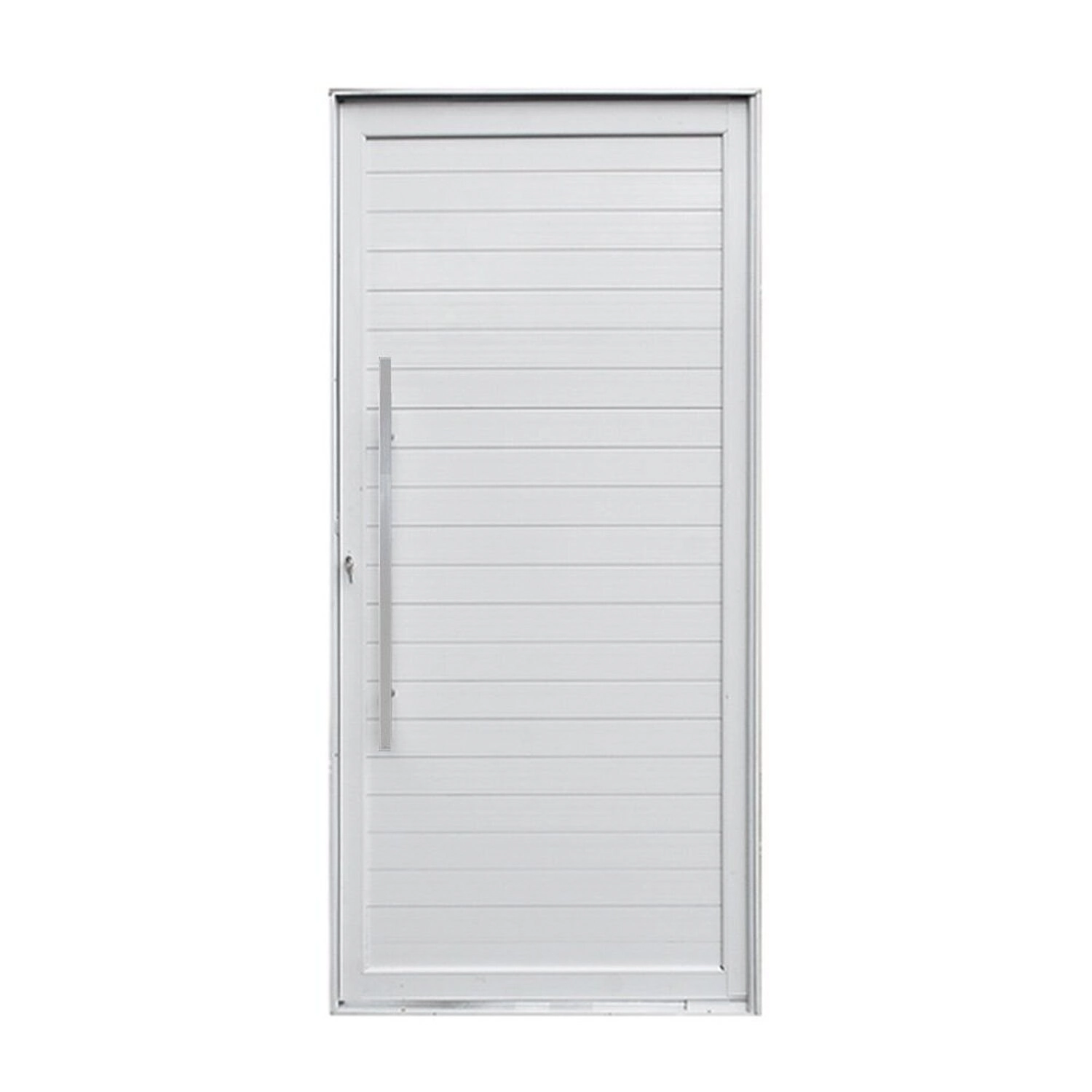 Porta Pivotante Lambri Liso E Puxador Cromado De 86cm Magnum Abertura Esquerda Branco