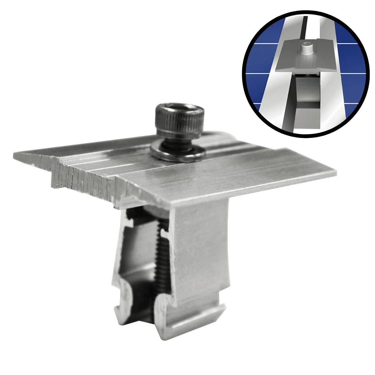 Fixador Grampo Intermediário Middle Clamp Placa Painel Solar Alumínio E Inox | Perfil Master