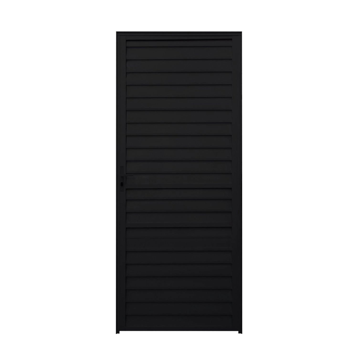 Porta De Alumínio Palheta 210x86cm Fortline Atlântica Abertura Direita Preta