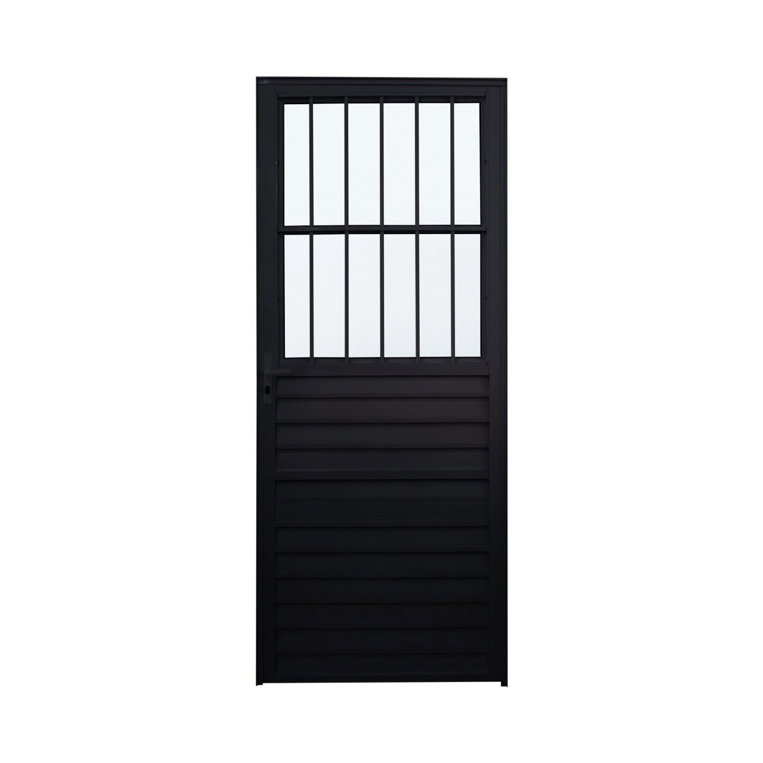 Porta De Alumínio Social 210x86cm Fortline Atlântica Abertura Esquerda Preto