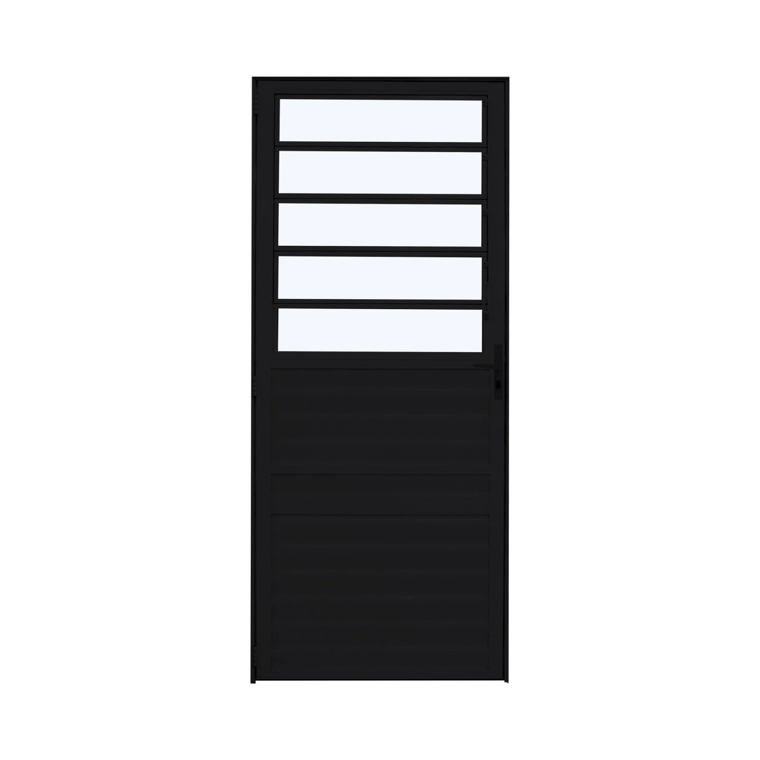 Porta De Alumínio Basculante 210x86cm Fortline Atlântica Abertura Direita Preto