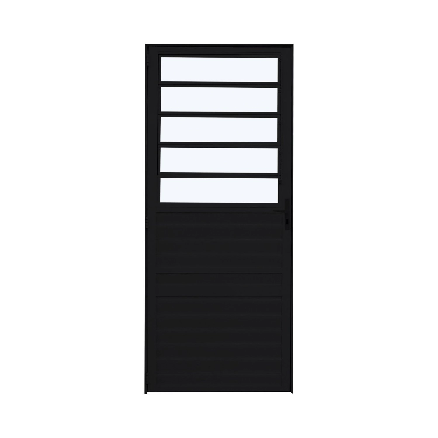 Porta De Alumínio Basculante 210x86cm Fortline Atlântica Abertura Esquerda Preto