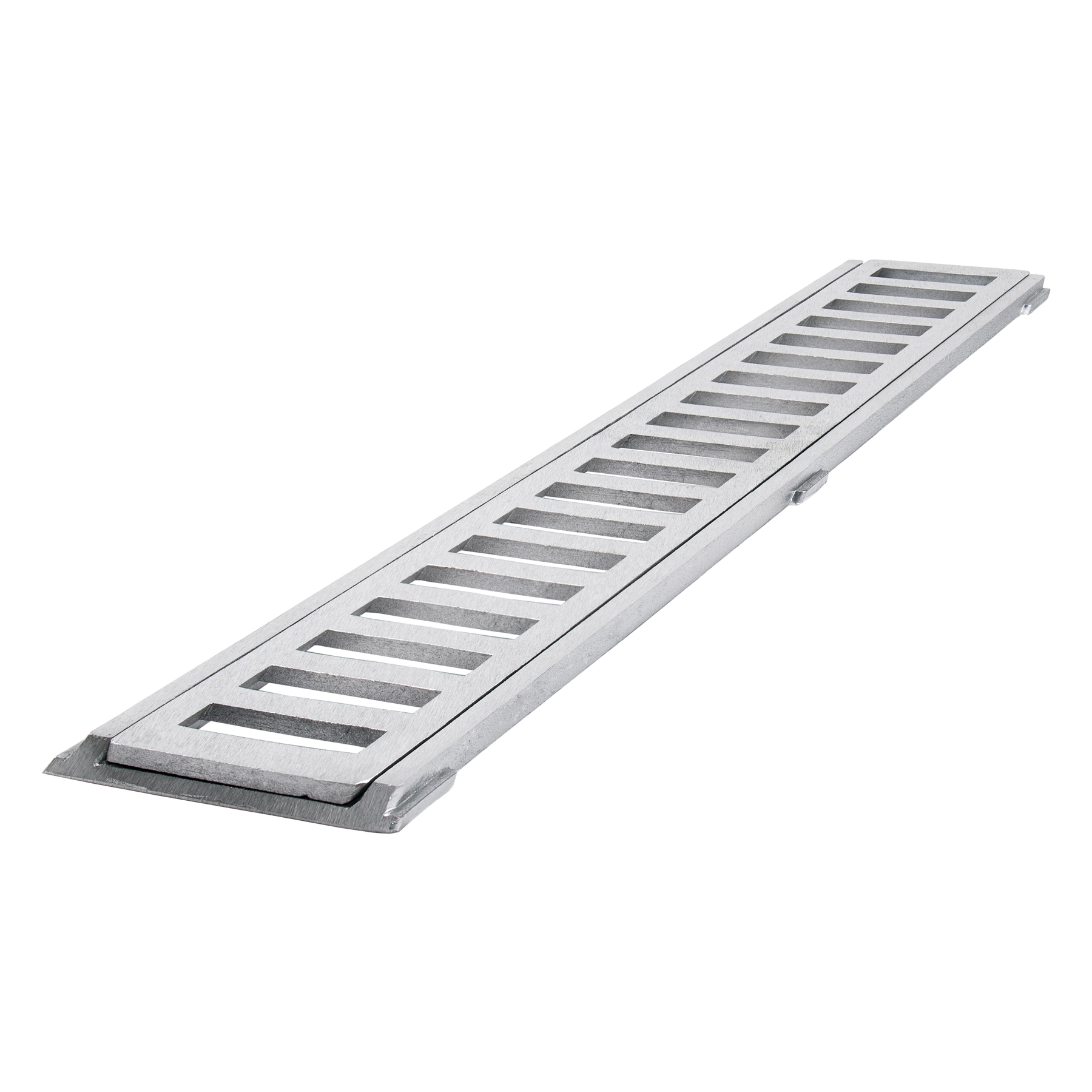 Conjunto Grelha e Porta Grelha para Pedestres Retangular Externo Alumínio Polida 10x50cm Cinza LG Mais