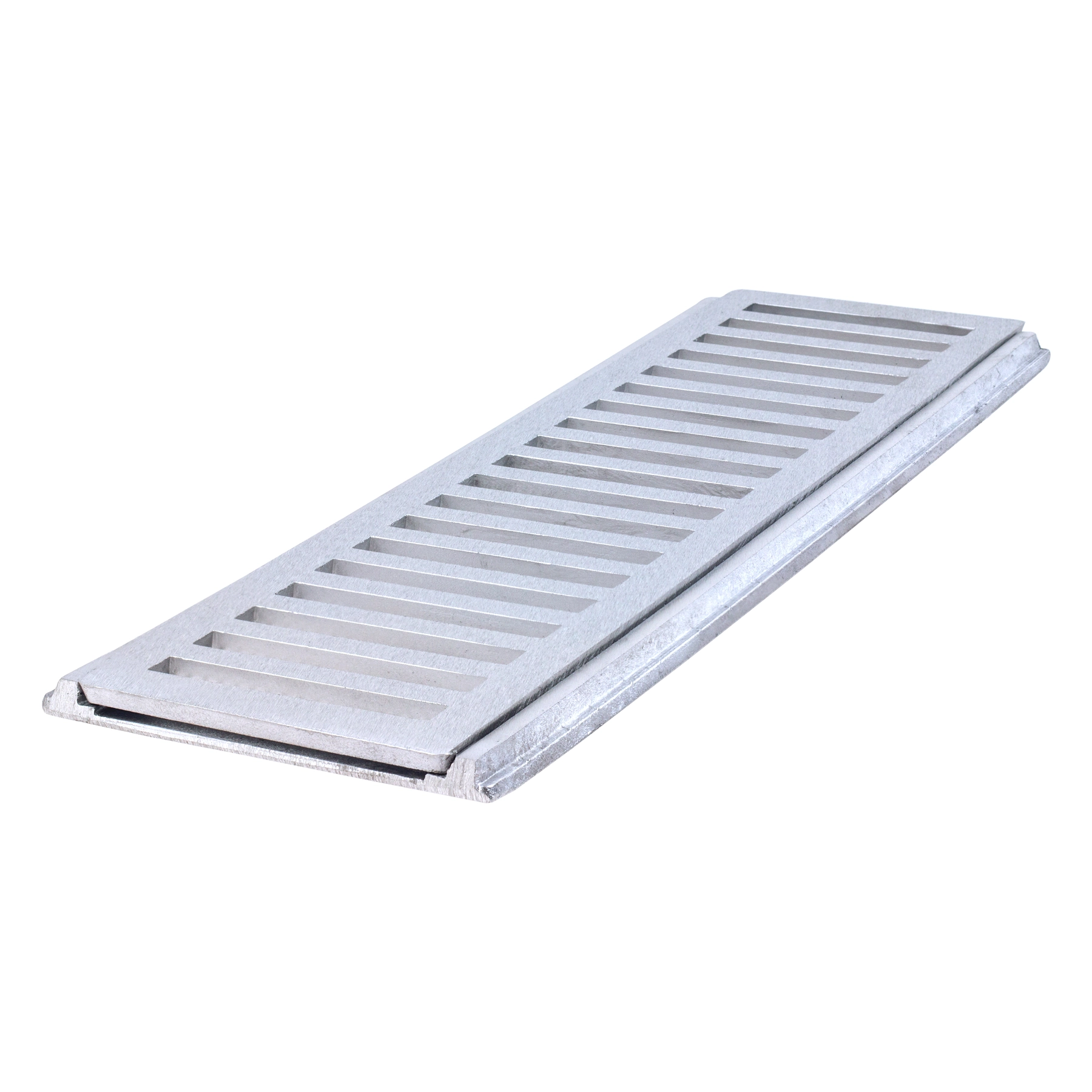 Conjunto Grelha e Porta Grelha para Pedestres Retangular Externo Alumínio Polida 20x50cm Cinza LG Mais