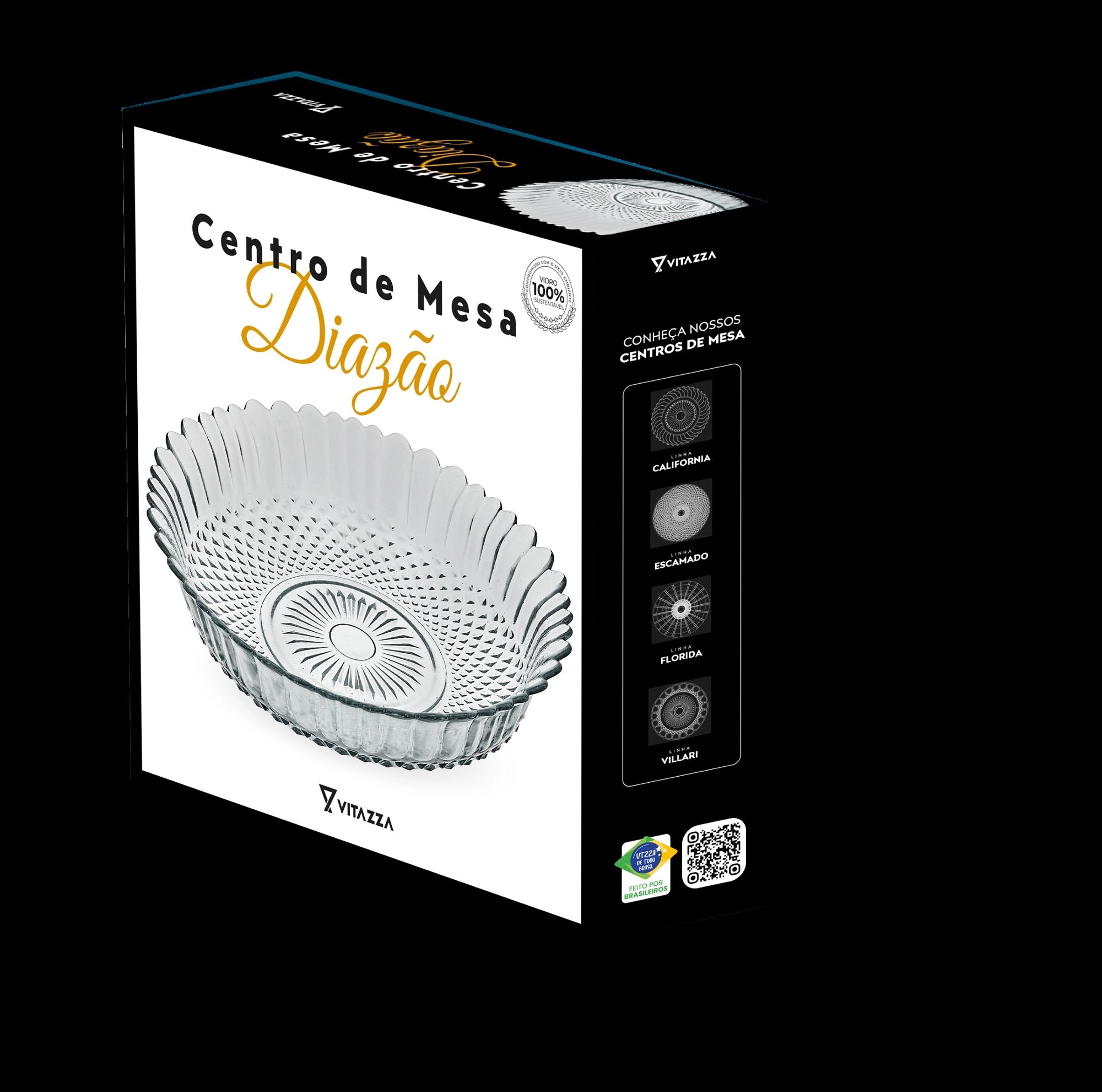 Centro Mesa Diazao Natural Cx Presente Black B2100 Vitazza