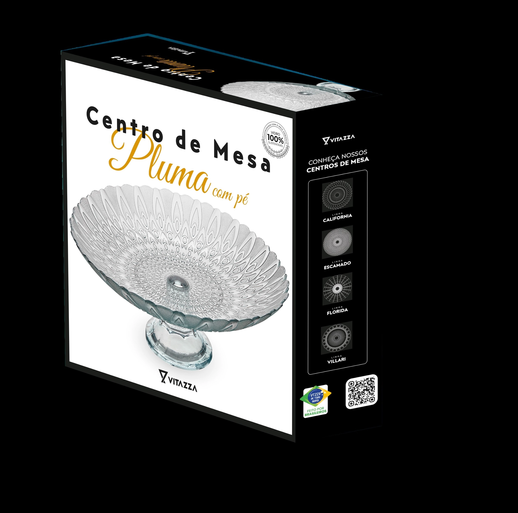 Centro Mesa Pe Pluma Natural Cx Presente Black B1460 Vitazza