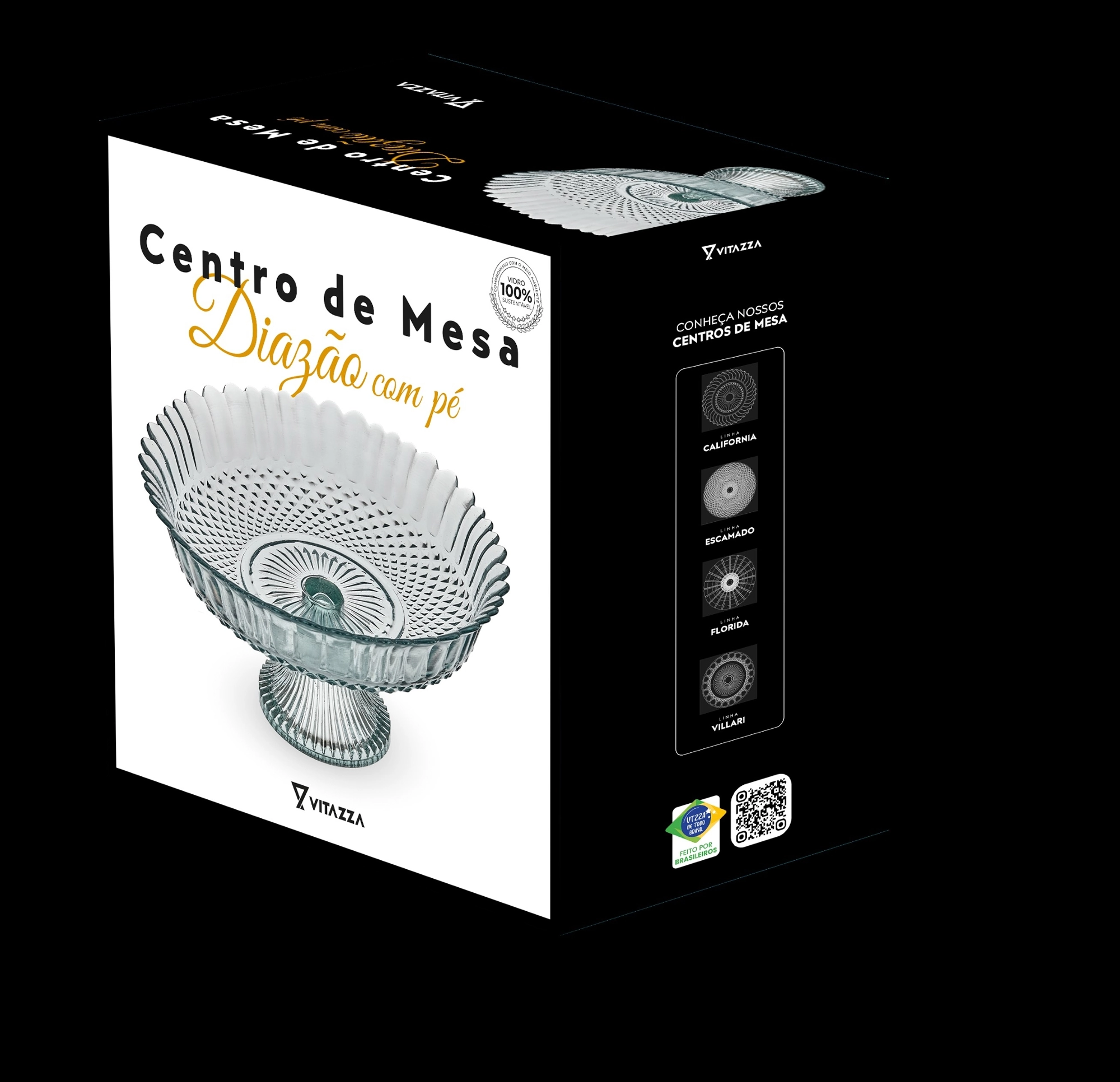 Centro Mesa Pe Diazao Natural Cx Presente Black B2110 Vitazza
