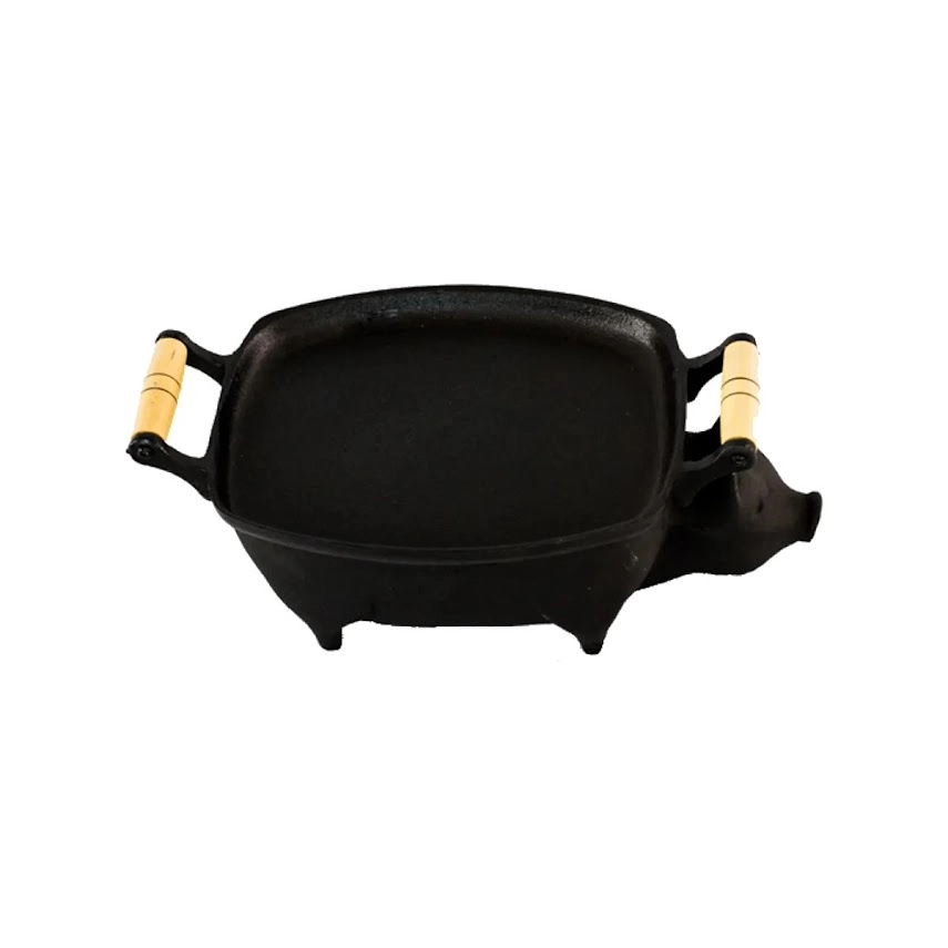 Churrasqueira Porquinho Em Ferro Fundido Com Chapa 23x28cm