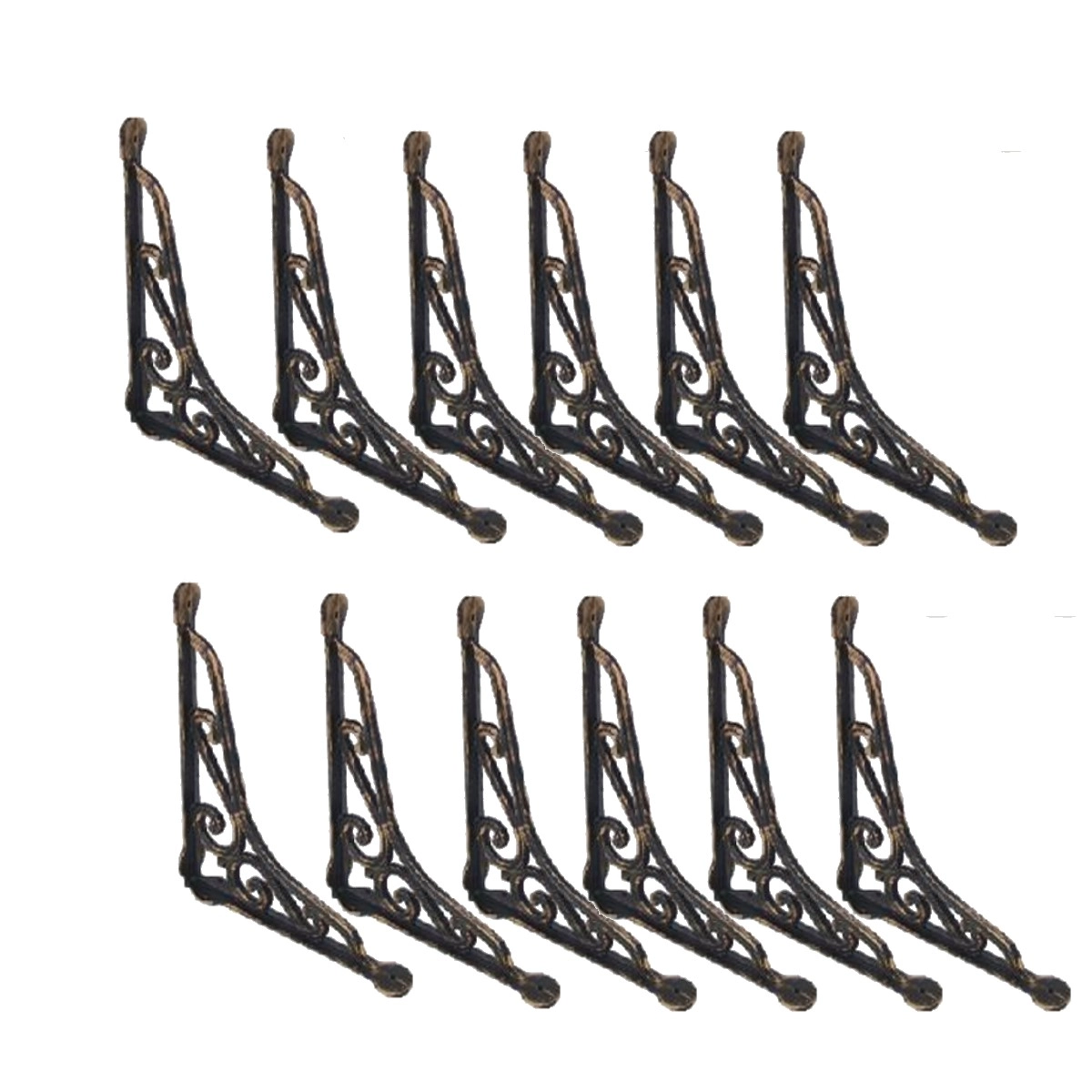 Kit 12 Cantoneiras Ouro Pincelado Suporte Parede 25x30cm