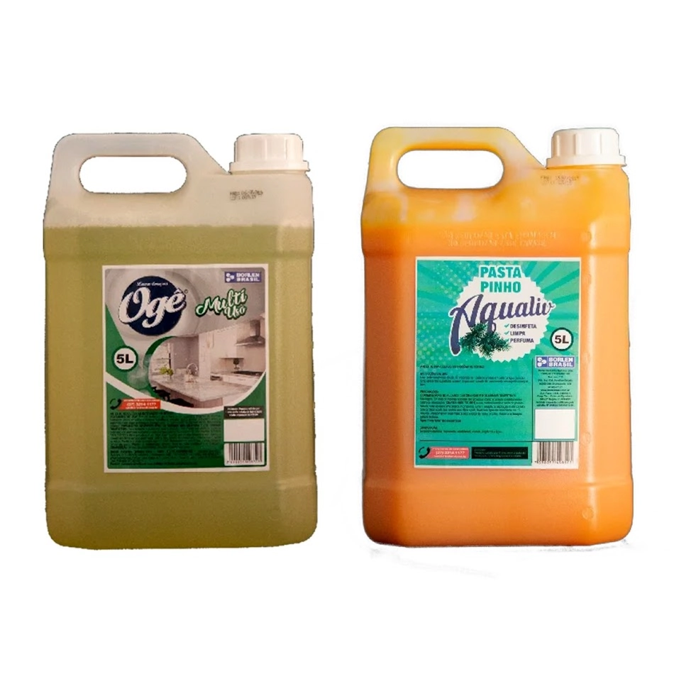 Kit Multiuso Ogê Brilho Concentrado E Pasta Pinho Aqualiv 5l