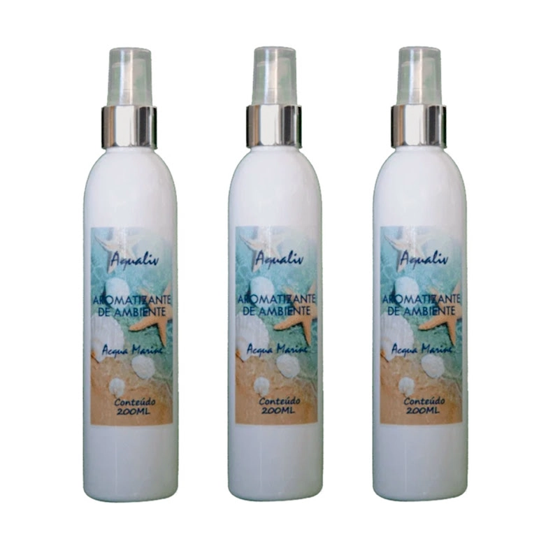 Kit 3 Aromatizador Ambientes Aroma Acqua Marine Frasco 200ml