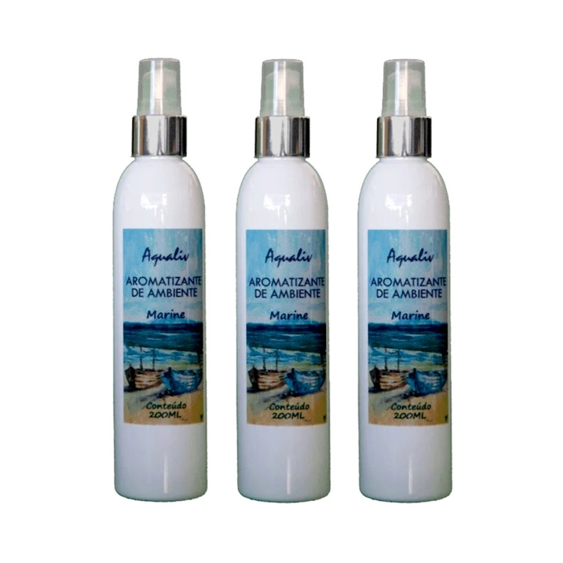 Kit 3 Aromatizador De Ambientes Aroma Marine Frasco 200ml