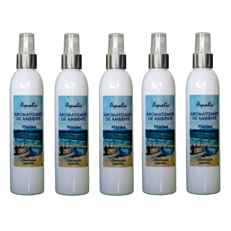 Kit 5 Aromatizador De Ambientes Aroma Marine Frasco 200ml