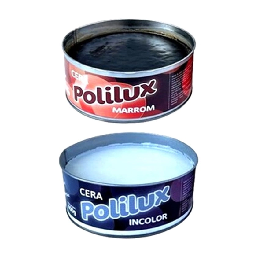 Kit 2 Cera Pastosa Polilux Lata Incolor E Marrom 400g