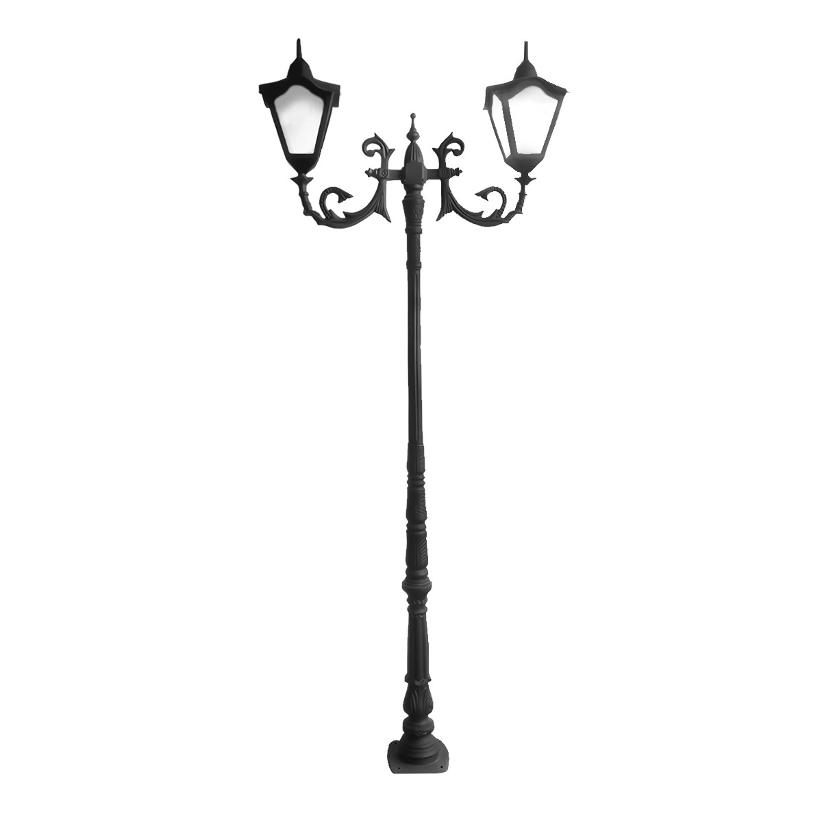 Poste Colonial Bari 02 Luminárias Italiana De Alumínio 269cm