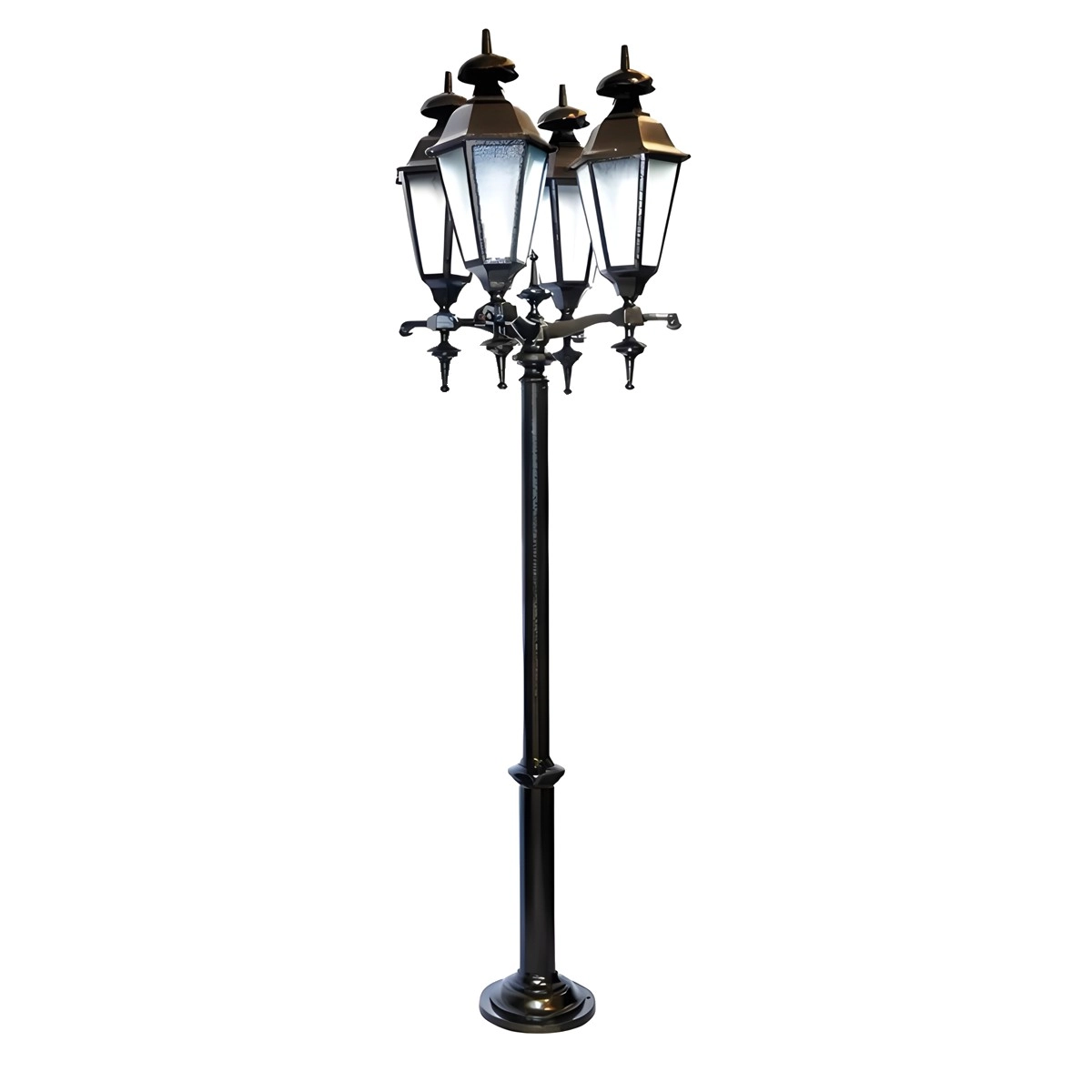 Poste Colonial De Jardim Londres 4 Luminárias Alumínio 252cm
