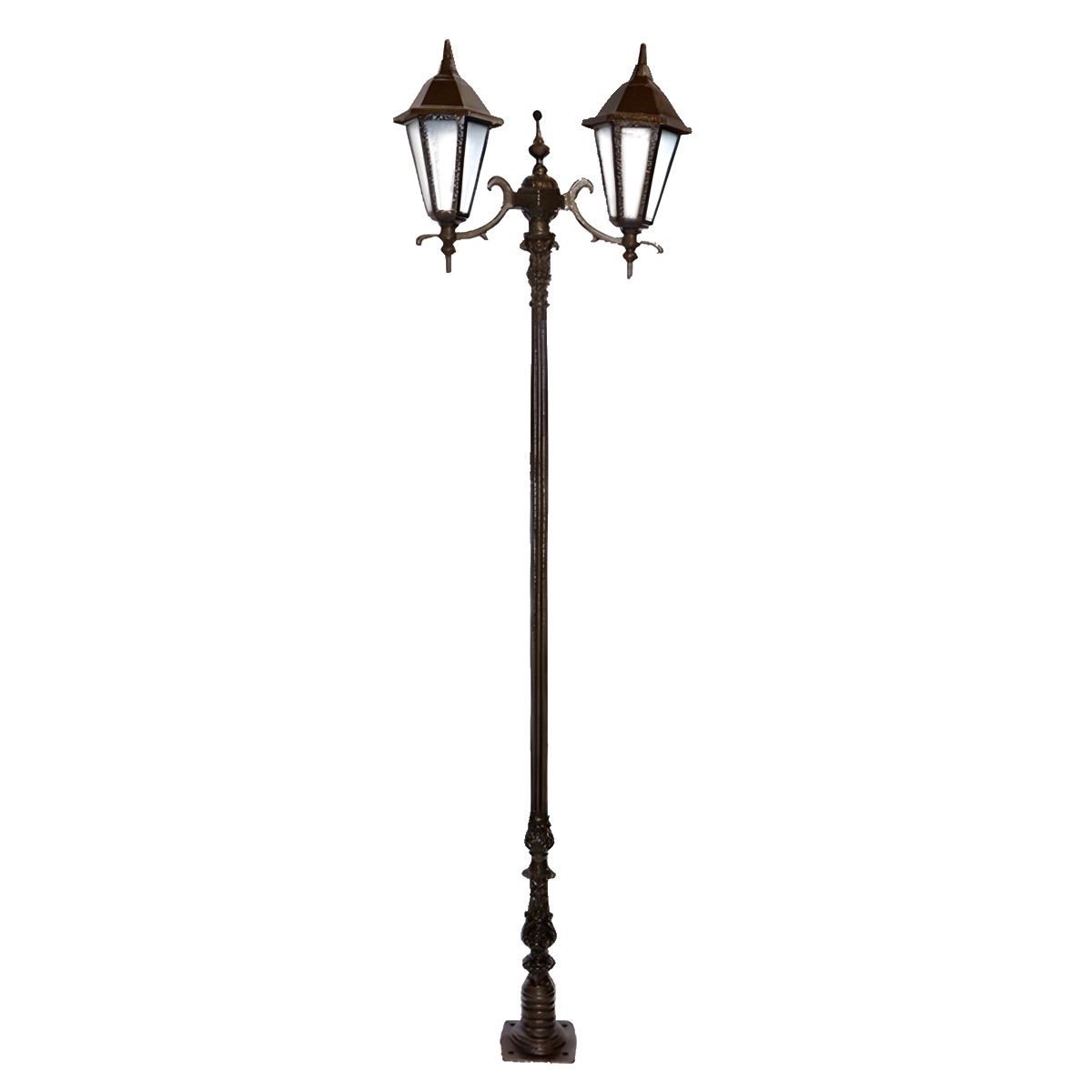 Poste Colonial Jardim Verona 02 Luminárias Alumínio 211cm