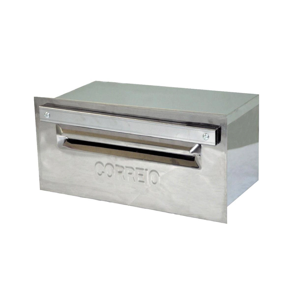 Caixa Correio Cartas Inox Revista Para Grade 20x40x15cm