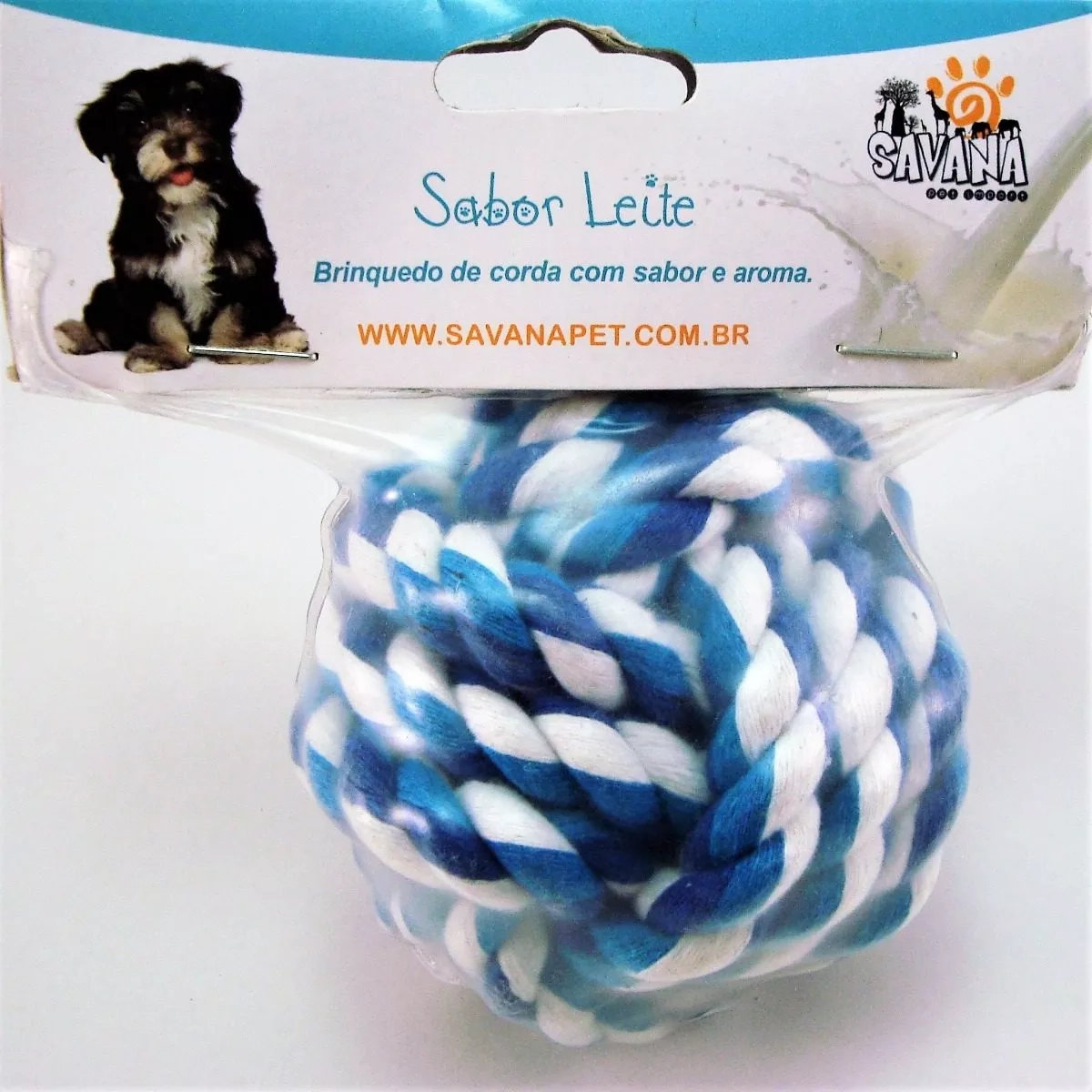 Brinquedo Corda Bola Azul Aroma Leite Savana Pet