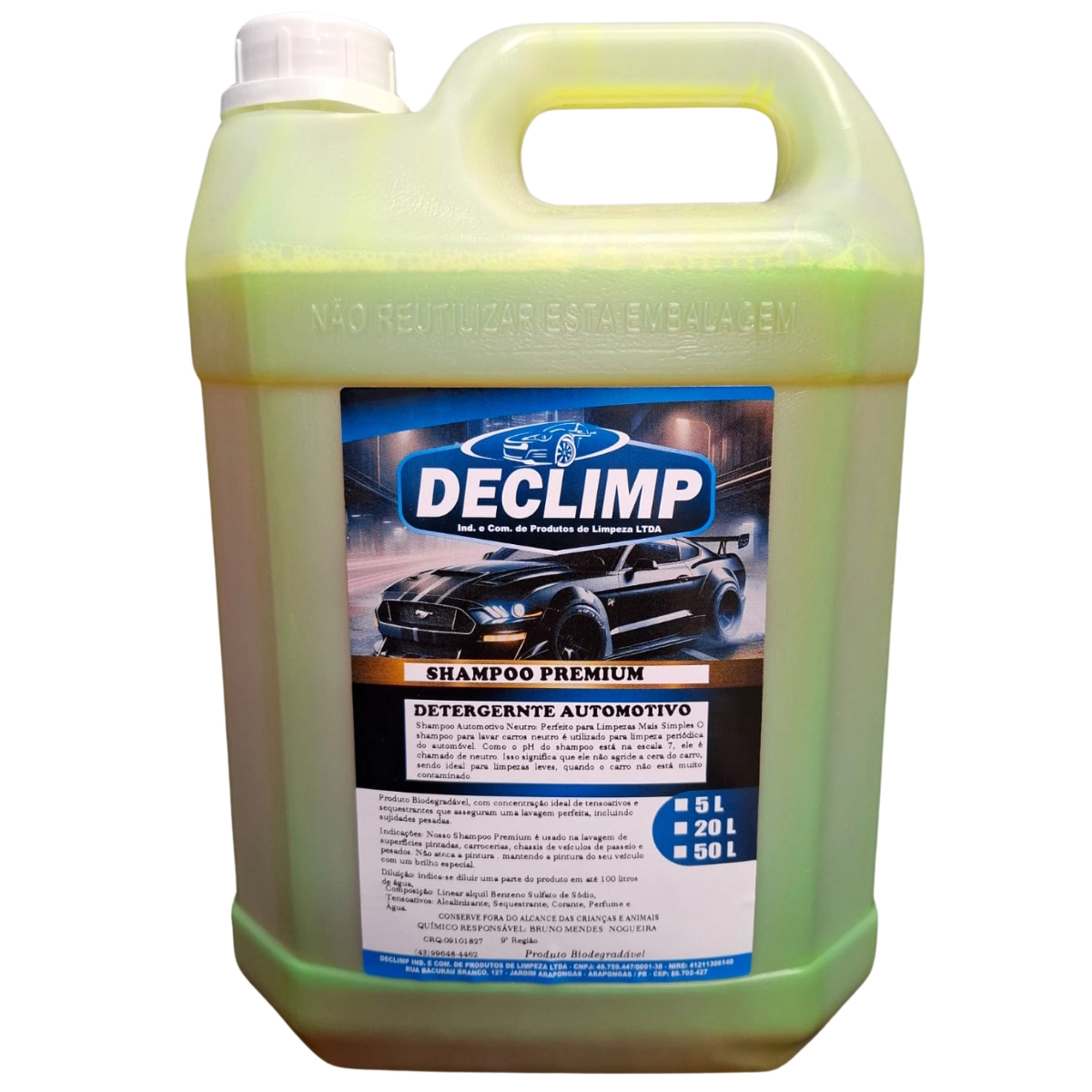 Detergente Automotivo 5l Shampoo Premium Declimp