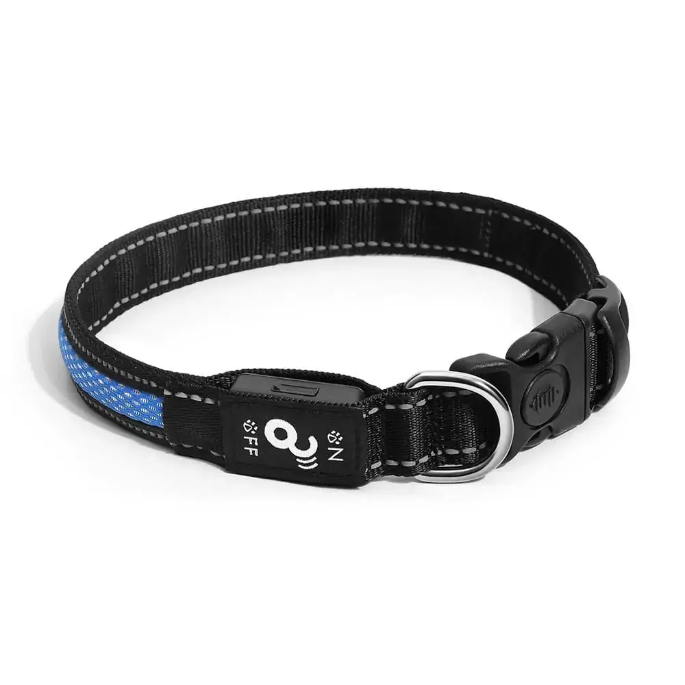 Coleira Led 3 Funcoes Azul G