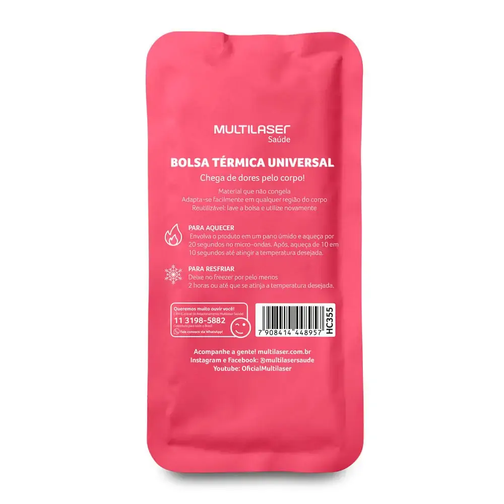 Bolsa Térmica de Gel - Rosa - Multilaser Saúde - HC355