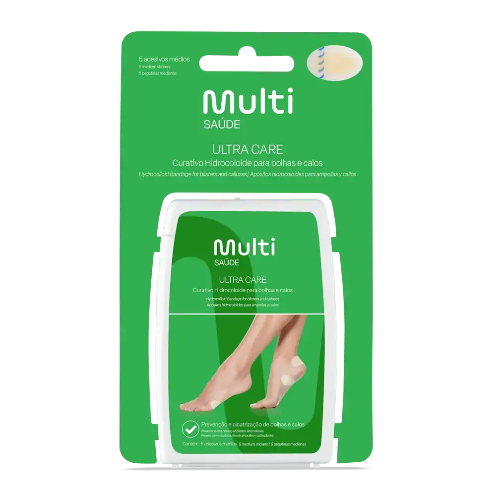 Curativos para Bolhas e Calos Ultra Care c/ 5 Unidades Tam. Médio Multi Saúde - HC543