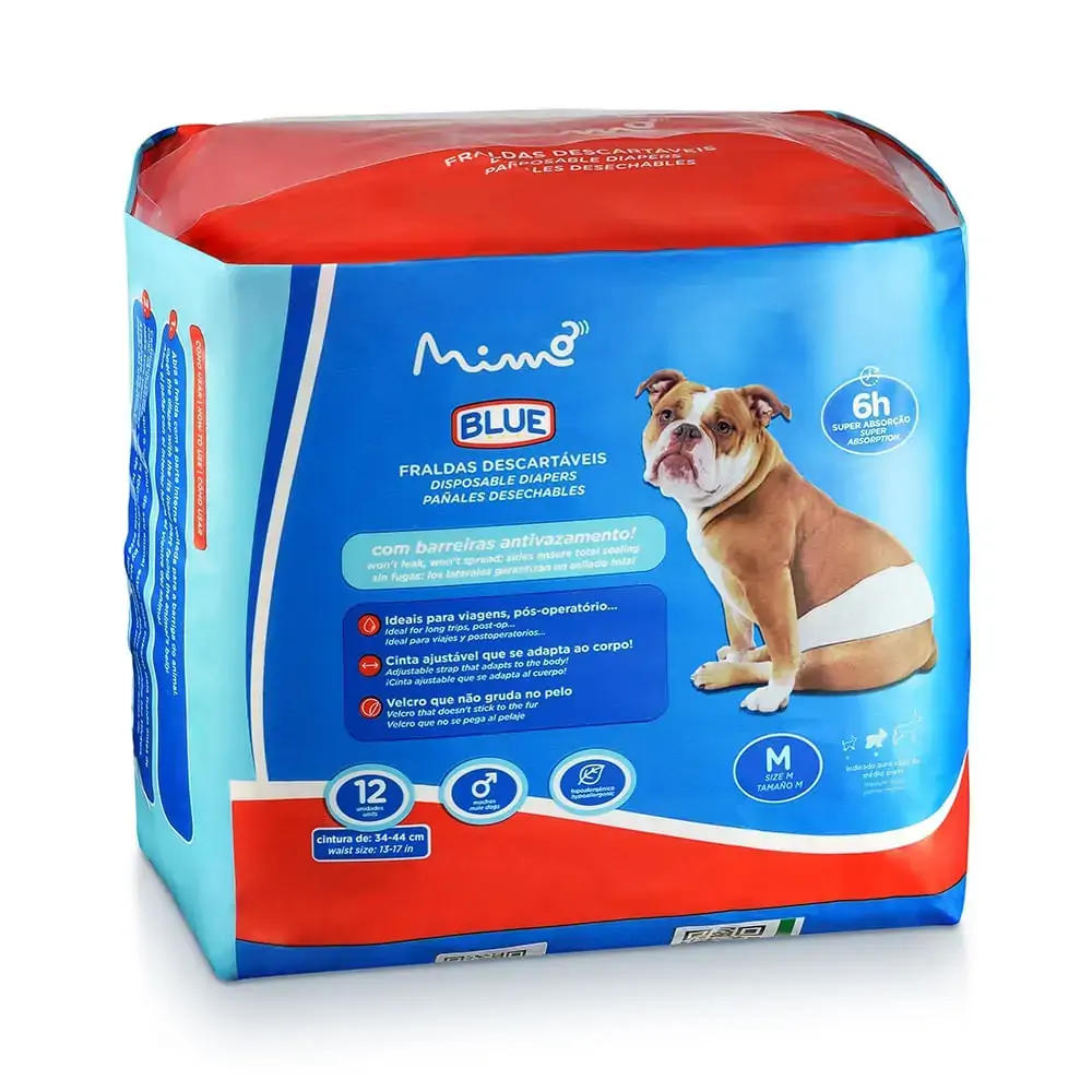 Fralda Higiênica Descartável Mimo Para Machos M Blue 12un