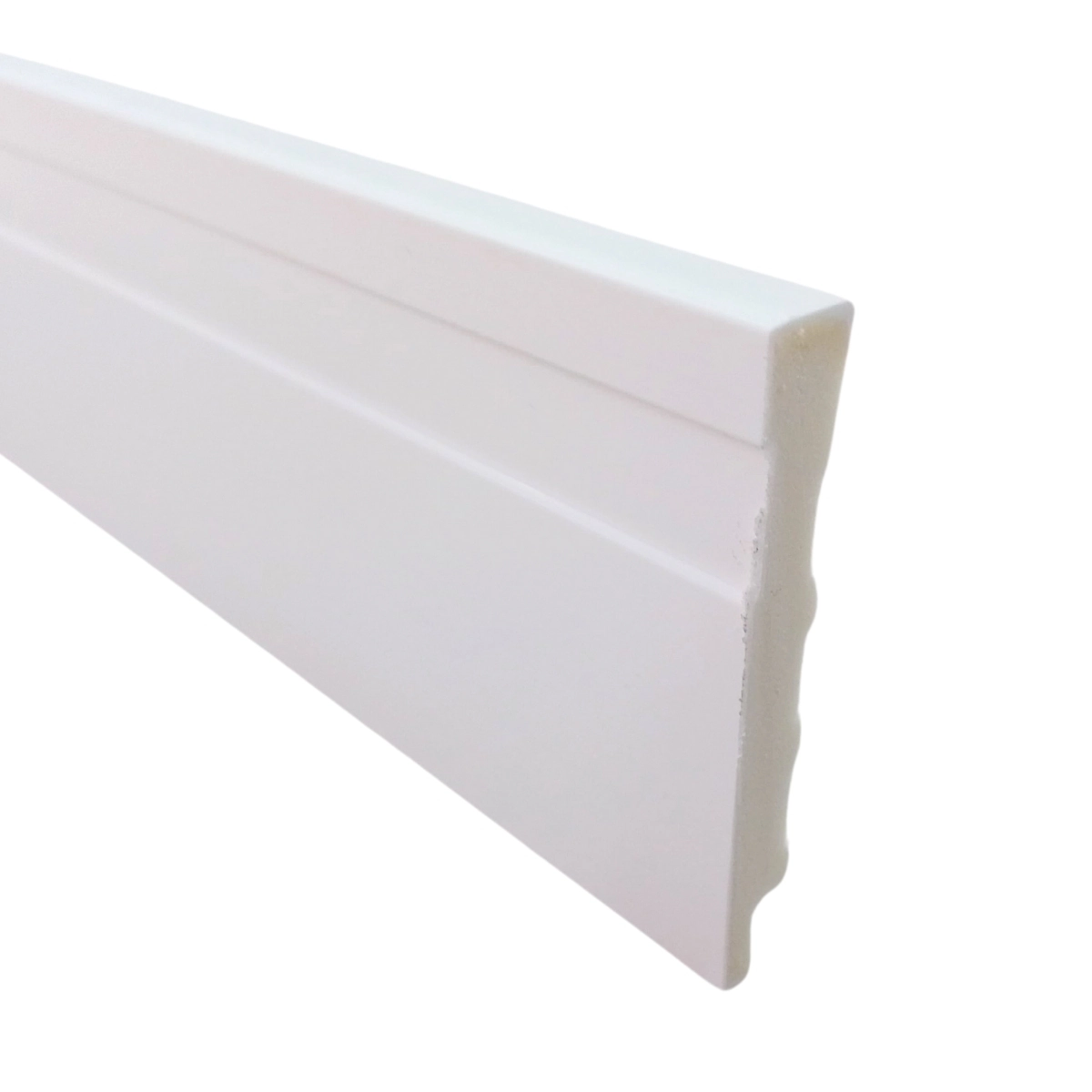 Rodapé De Poliestireno 7cm Branco Frisado - 2,4 Metros