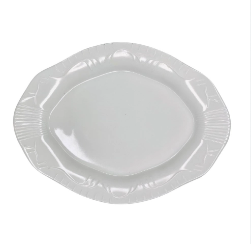 Bandeja Oval Branca Melamina 17,6x13cm Yins Home