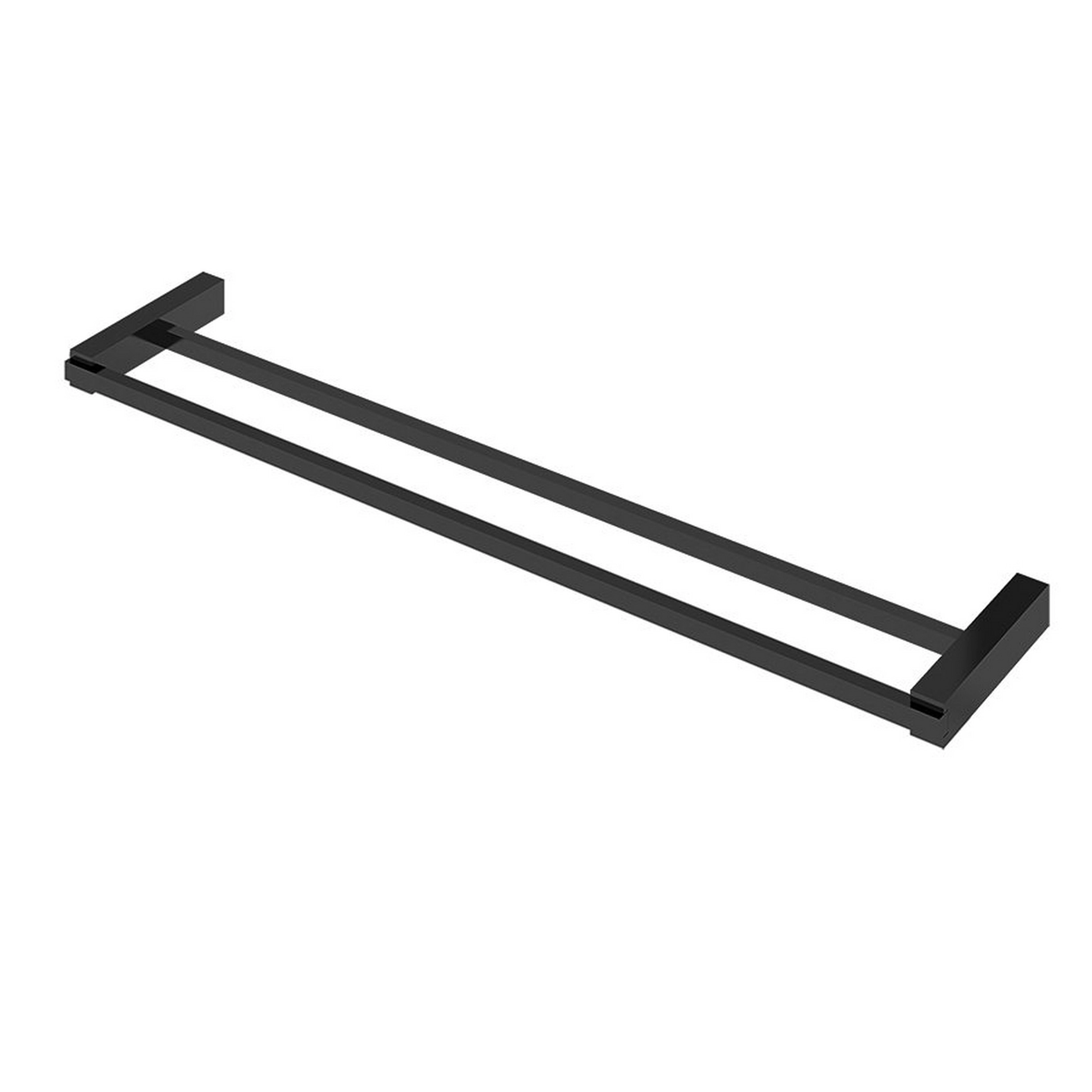 Porta Toalha Duplo Preto Fosco Reto Para Banheiro E Lavabo Fani Quartzo 4900 Bk140