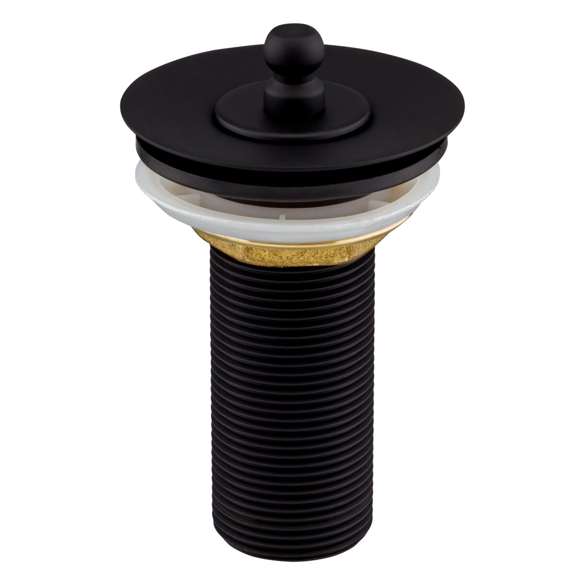 Válvula De Escoamento Sem Ladrão Redonda Preta Fosca Para Banheiro E Lavabo Fani 1605 Bk Dn 25 1”