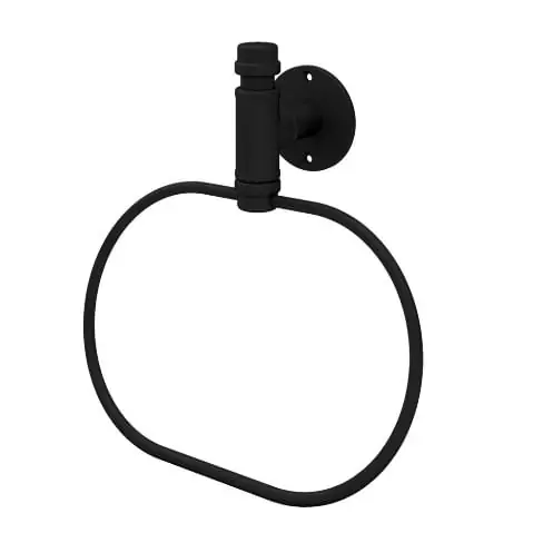 Porta Toalha Preto Fosco Argola Para Banheiro E Lavabo Fani Living 4500 Bk700