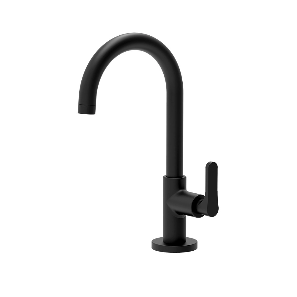 Torneira De Mesa Preta Fosca Para Banheiro E Lavabo Fani Túnis Clássica 1195 Bk262 Dn 15 1/2