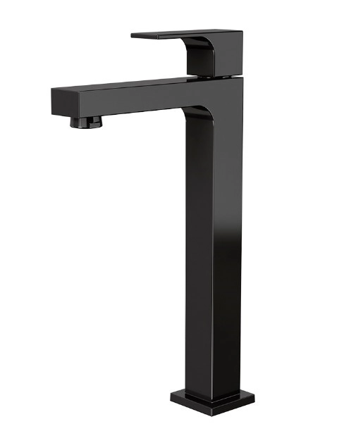 Torneira De Mesa Preto Fosco Para Banheiro E Lavabo Bica Alta Fani Retta 1310 Bk330 Dn 15 1/2