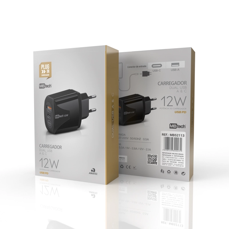 Carregador 2.1a 2 Entradas Usb Aec 12w Mb52113 Milenio