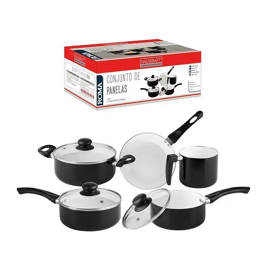 Panela Roma Conjunto 5 Peças Preto Hauskraft