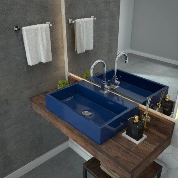 Kit Cuba Rt55 Com Torneira Luxo 1195 E Válvula Click 1 Polegada G Compace Azul Escuro