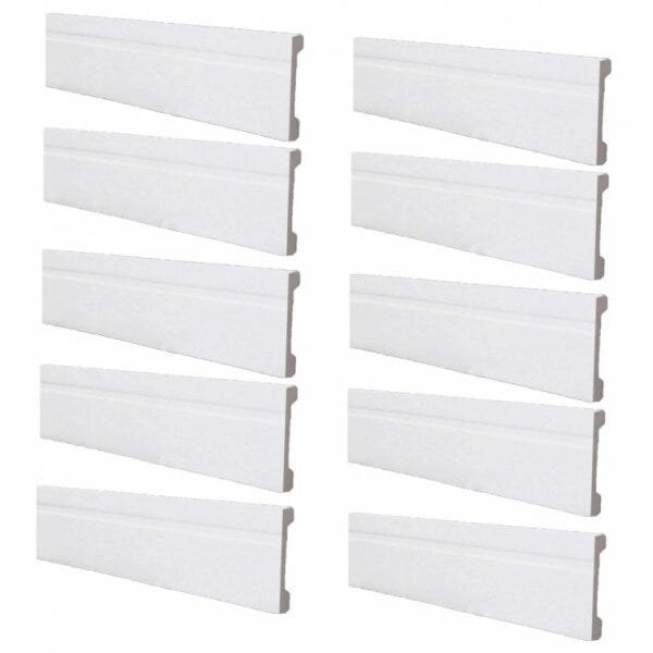 Kit Rodapé De Poliestireno 10 Barras Frisadas De 15cmx2,44m Rende 24,4m Fb15 Gart  Branco