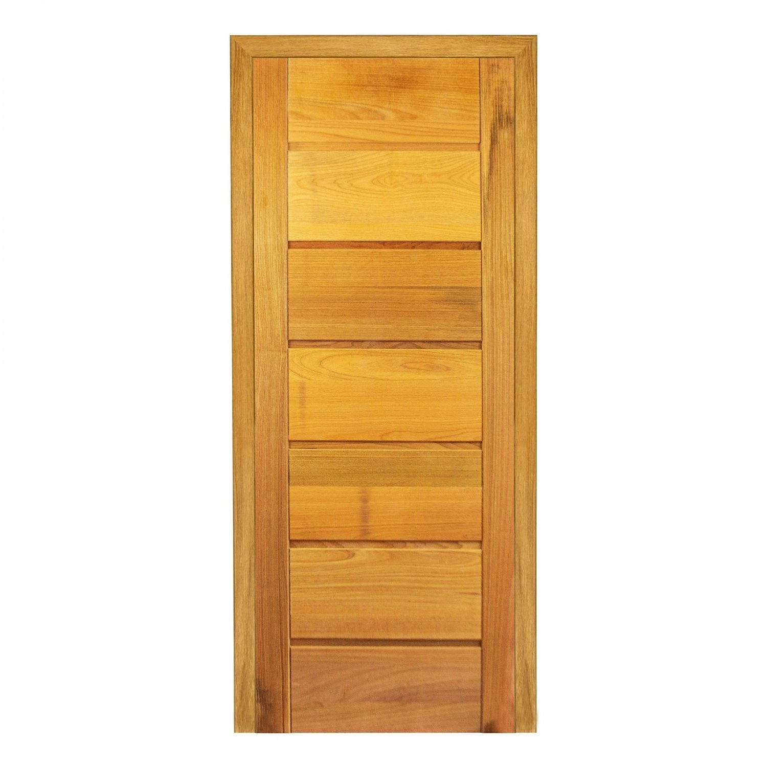 Folha De Porta Madeira Maciça Com 7 Réguas Horizontal 210x60cm Jomadi Verniz Natural