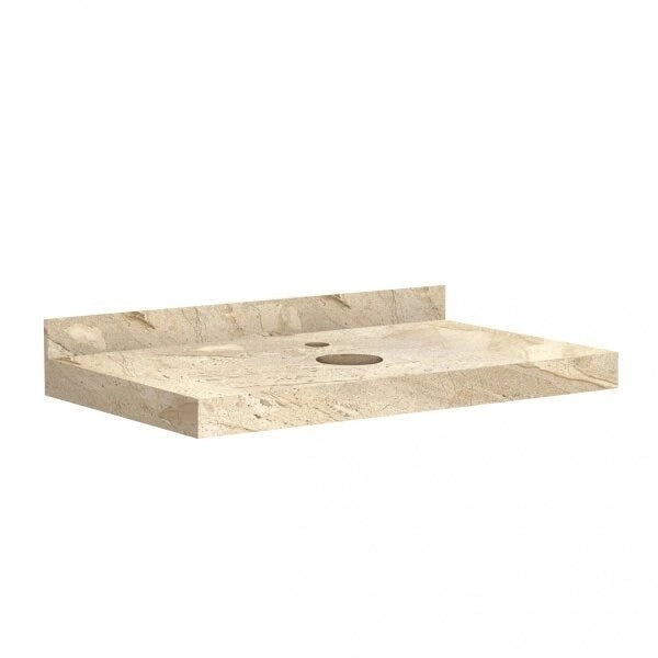 Lavatório Em Porcelanato Para Banheiro 80cm Para Cuba De Apoio Travertino