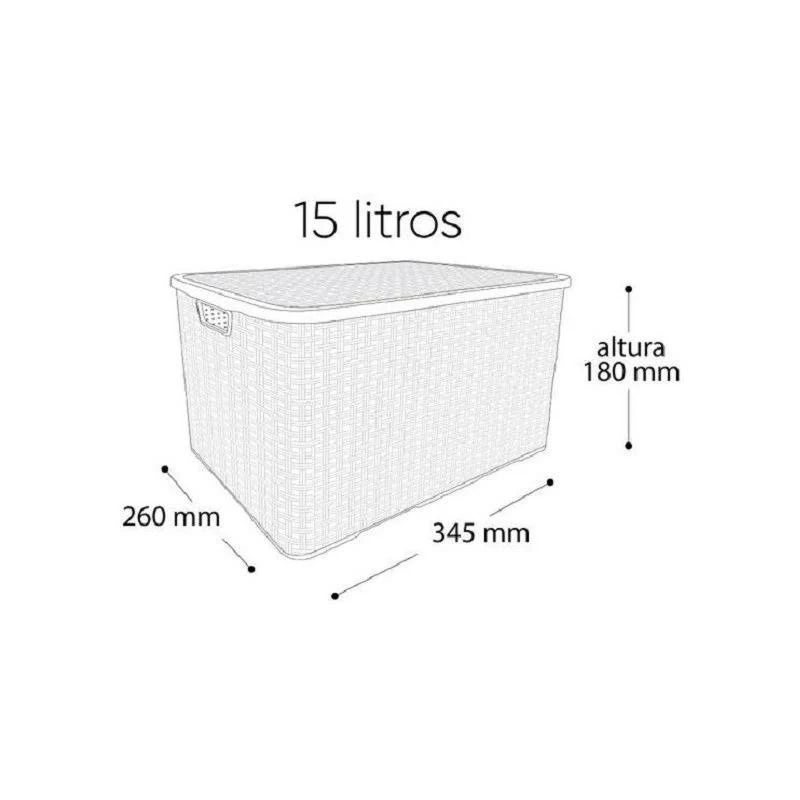Organizador Rattan 15lts C Tampa Marrom 25592 Arqplast
