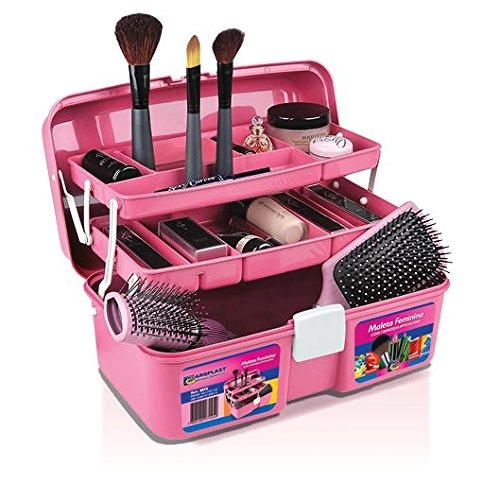 Maleta Plástica Articulada Feminina Rosa Arqplast